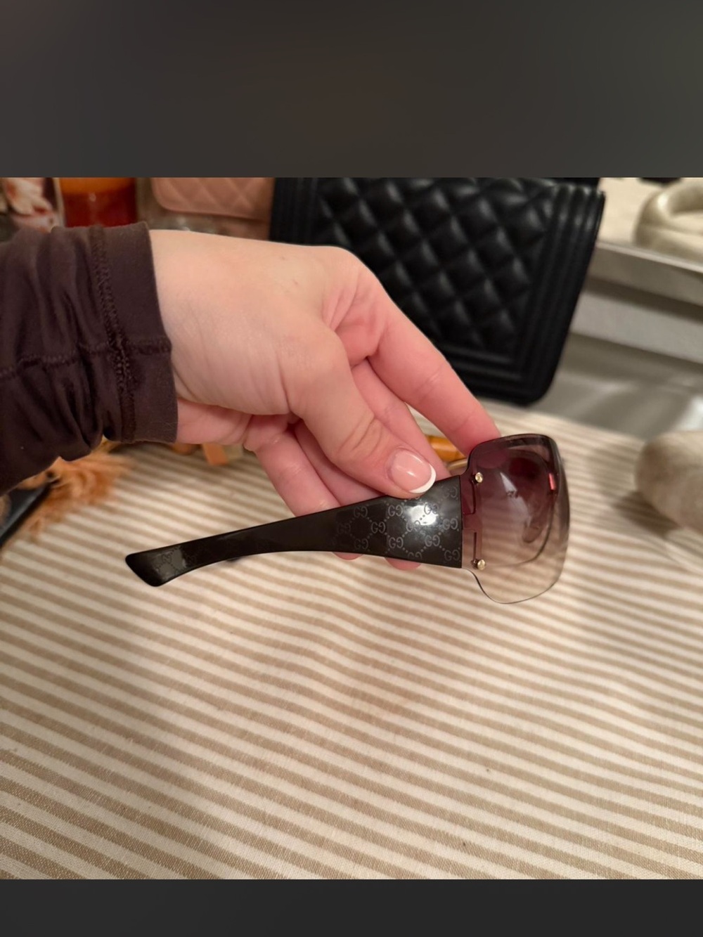 Gucci Brown Gradient Shield Sunglasses